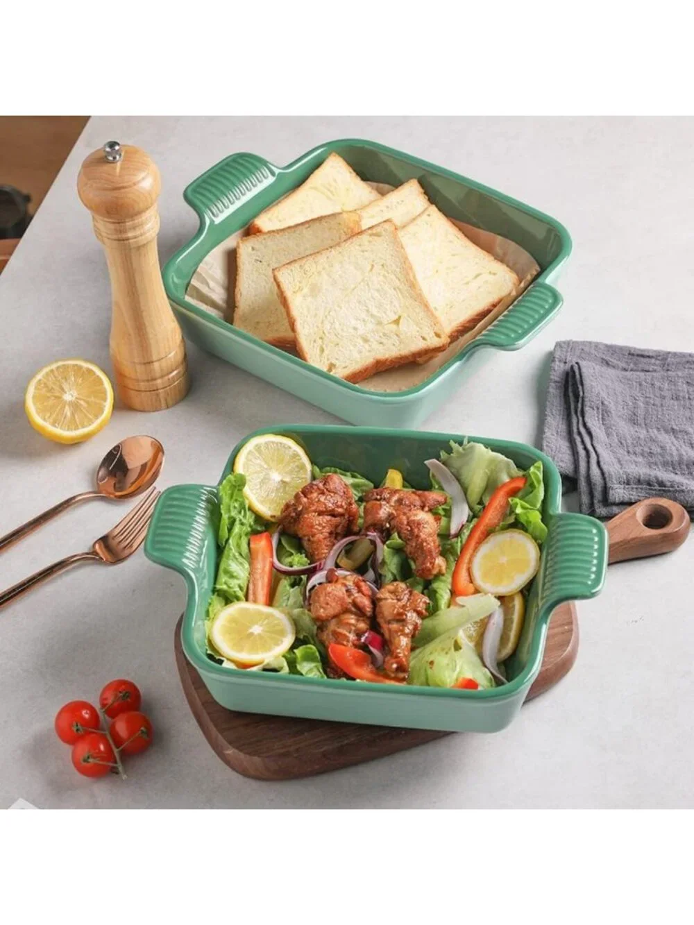 8x8 Ceramic Baking Dish - Square Bakeware for Brownies, Casseroles & Lasagna